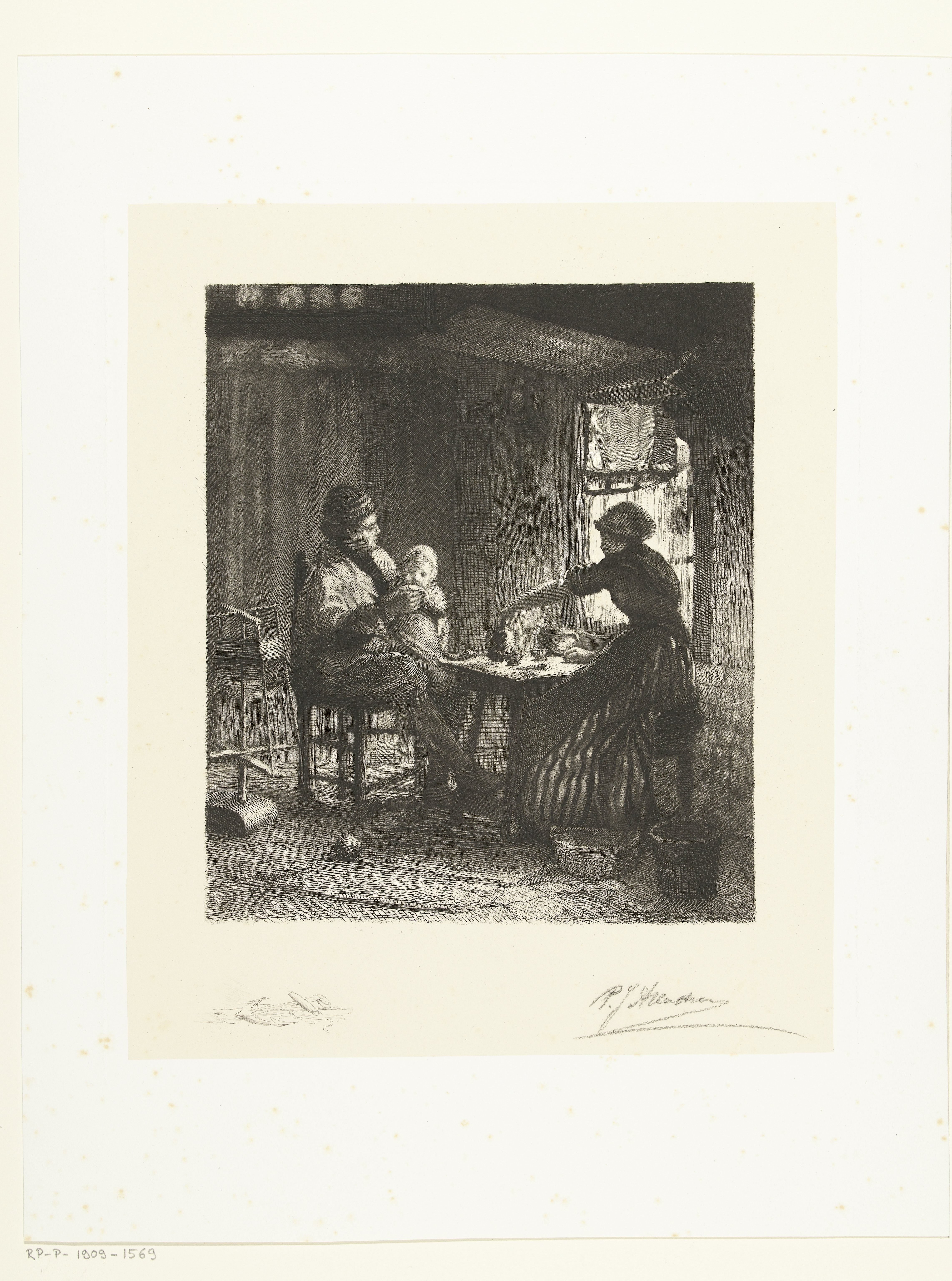 Vissersgezin aan het ontbijt by Petrus Johannes Arendzen
