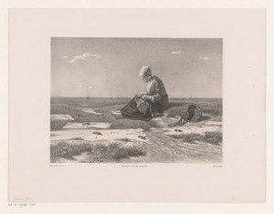 Vissersmeisje op het duin