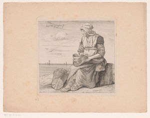 Vissersvrouw aan het strand