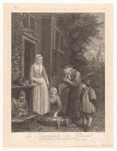 Visverkoopster in een straat