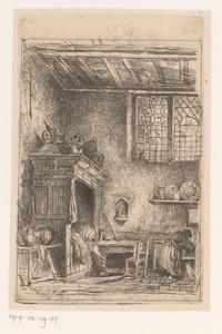 Vlaams interieur met bedstee