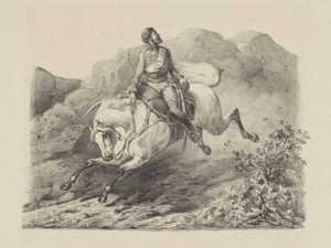 Vluchtende soldaat te paard