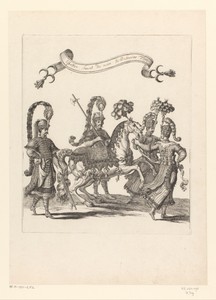 Voetknechten en palfrenier met paard in Turks kostuum