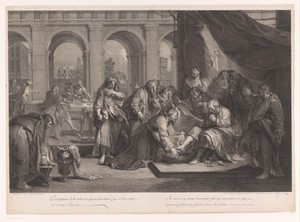 Voetwassing van Petrus door Christus