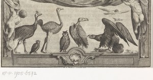 Vogels en roofvogels getoond door putti