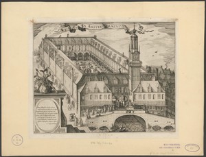 Vogelvluchtgezicht op de Beurs van Hendrik de Keyser te Amsterdam, voor 1668