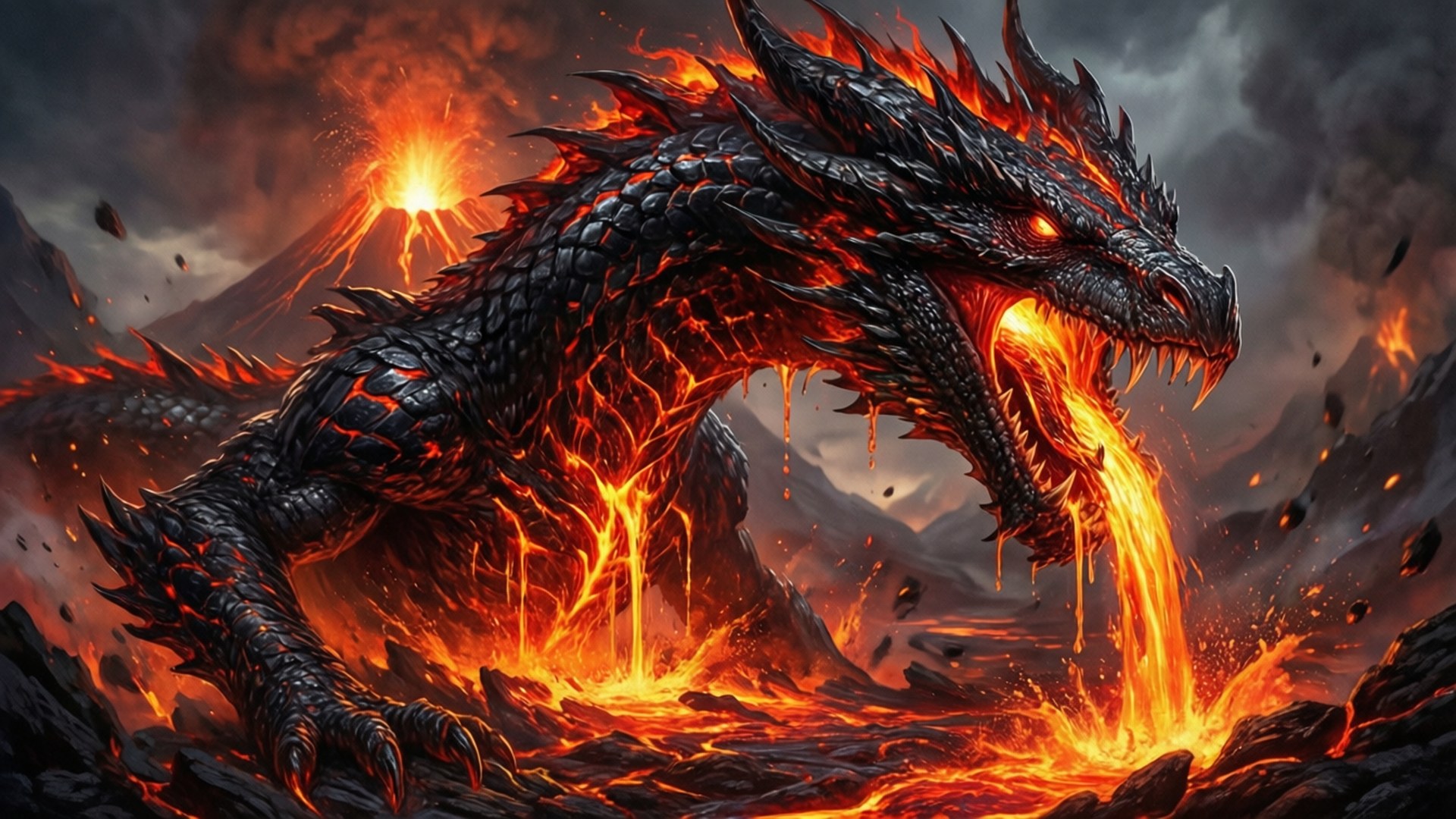Volcanic Fury Wyrm by Wallpapers.art Studio