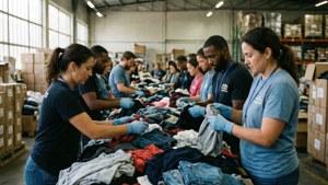 Volunteers Sorting Donations