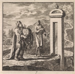 Voor de smalle poort, die naar de smalle weg leidt, is de mens met wereldbol te breed