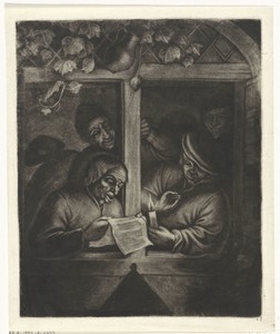 Voorlezer in een venster