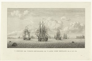 Voorste kruitkamer van schip Rhijnland ontploft op 20 oktober 1783