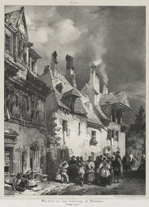 Voyages pittoresques et romantiques dans l'ancienne France,  Franche-Comté:  Vue d'une rue des faubourgs de Besançon