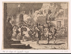 Vreugde in Parijs naar aanleiding van het valse bericht van de dood van Willem III bij de slag aan de Boyne, 1690