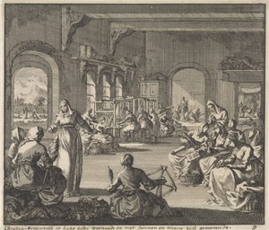 Vroeg-christelijke gemeenschap van vrouwen werkend in hun klooster