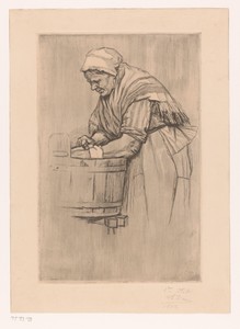 Vrouw bij een wastobbe