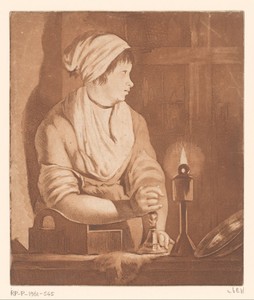 Vrouw bij kaarslicht