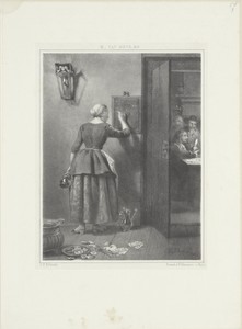 Vrouw bij krijtbord