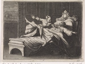 Vrouw doorsteekt een man in bed