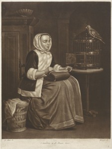 Vrouw en een papegaai