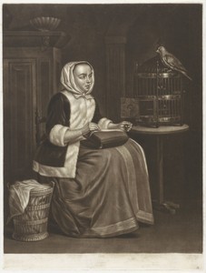 Vrouw en een papegaai