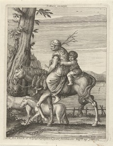 Vrouw en kind te paard