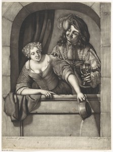 Vrouw en man in een venster