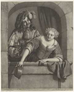 Vrouw en man in een venster