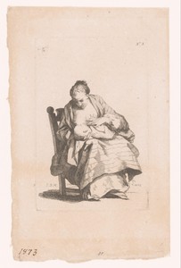 Vrouw geeft een kind de borst