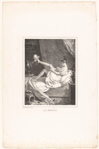 Vrouw in bed met een hoofdkapje om haar voet