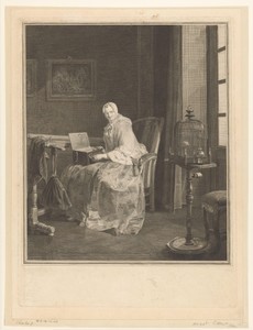 Vrouw in een interieur met een draaiorgel