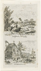 Vrouw in een landschap en boerenerf