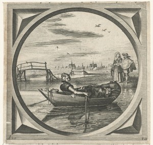 Vrouw in een roeiboot