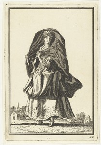 Vrouw in opwaaiende cape