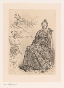 Vrouw met breiwerk op een stoel