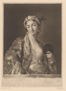Vrouw met een hoofddoek en parel oorbellen