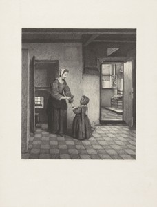 Vrouw met een kind in een kelderkamer
