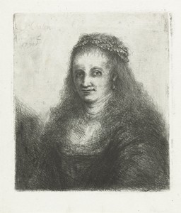 Vrouw met een parelsnoer in haar