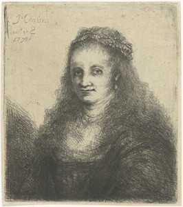 Vrouw met een parelsnoer in het haar