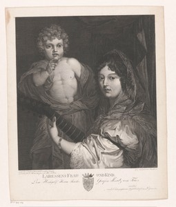 Vrouw met een snaarinstrument, naast haar een putto