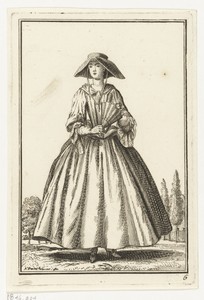 Vrouw met hoed en waaier