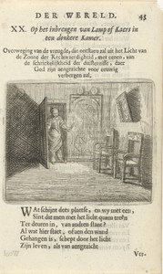 Vrouw met kaars in een duistere kamer