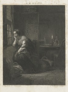 Vrouw met kind bij een venster