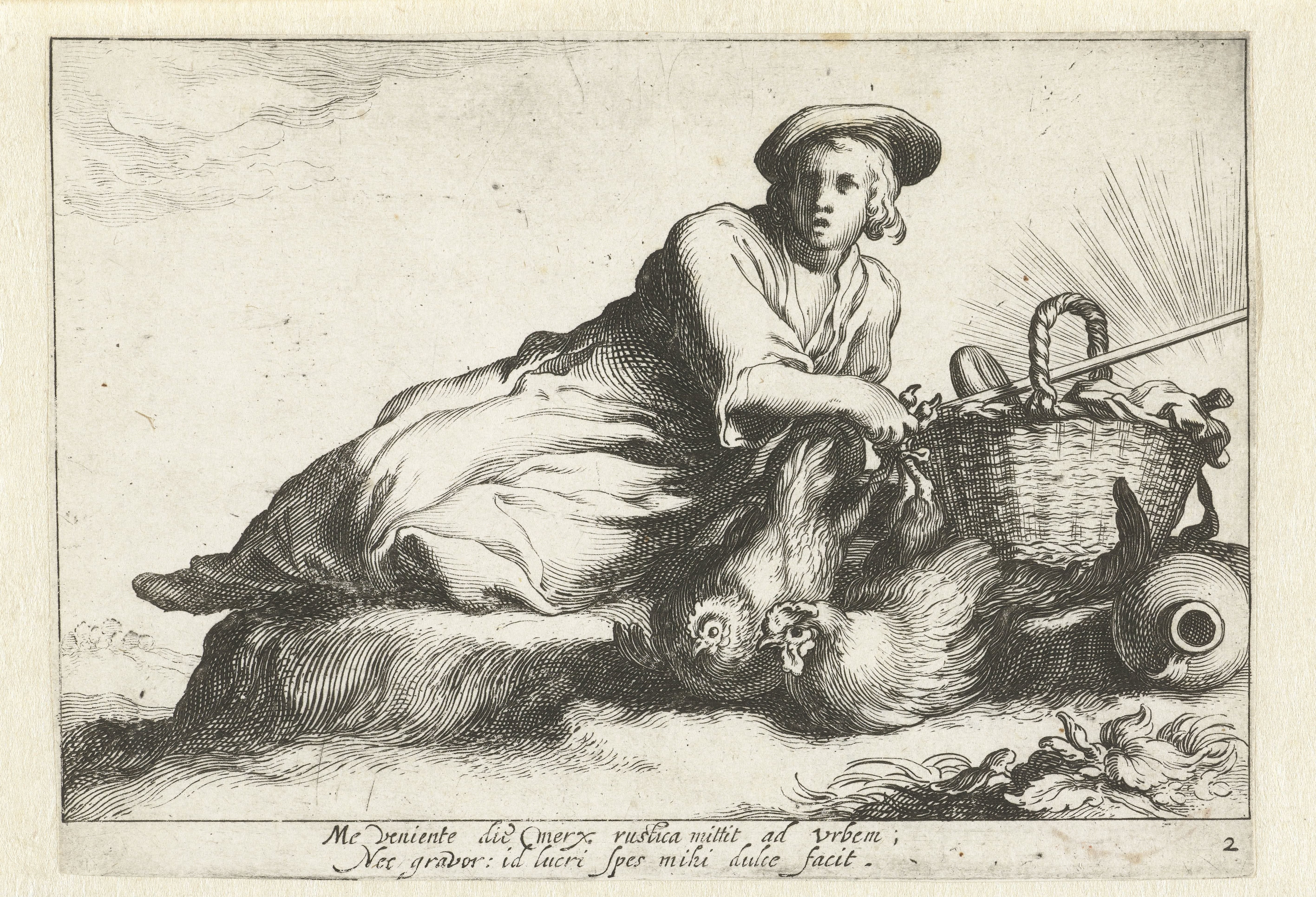 Vrouw met kippen by Cornelis Bloemaert (II)