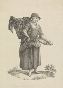Vrouw met mand op de rug