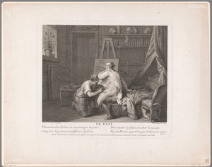 Vrouw met minnaar in het atelier van haar man