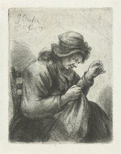 Vrouw met naald en draad