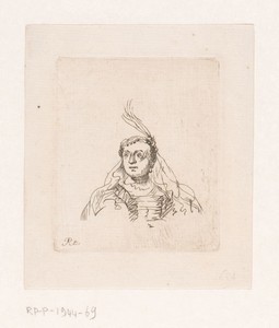 Vrouw met sluier en veer