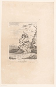 Vrouw met waaier in een landschap