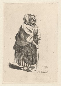Vrouw met wandelstok