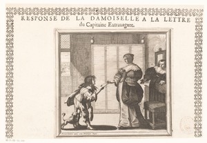 Vrouw overhandigt een liefdesbrief aan een bode
